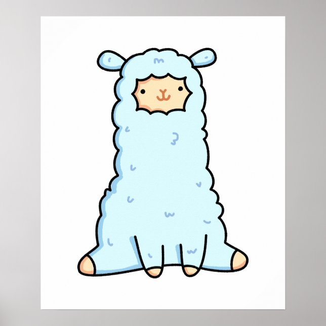 Poster Cute Kawaii Llama (Frente)