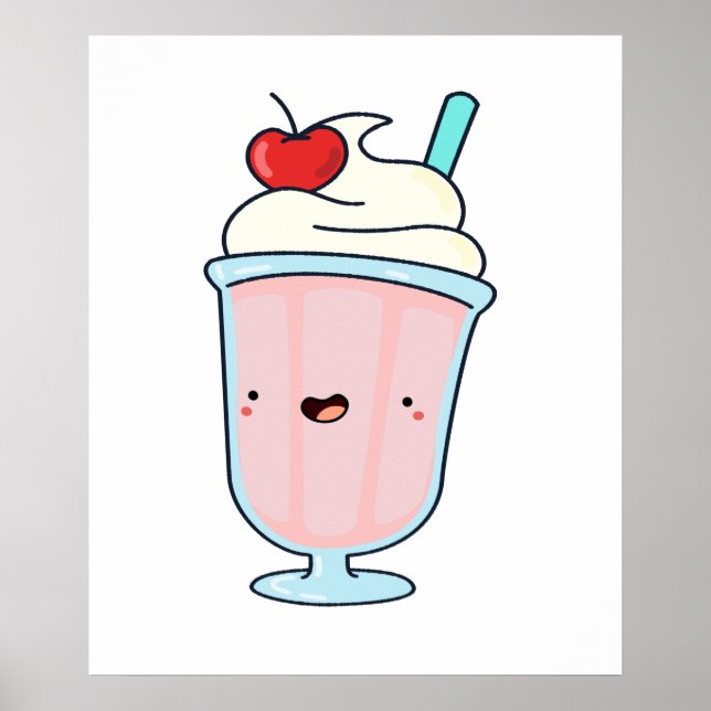 Poster Cute Kawaii Milkshake (Frente)