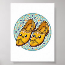 Cute Kawaii Moroccan Yellow Belgha Shoes anSticker
