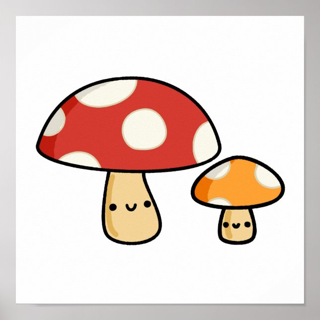 Poster Cute Kawaii Mushroom (Frente)