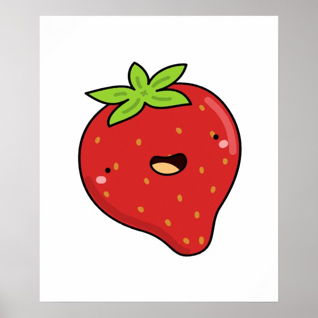 Poster Cute Kawaii Strawberry (Frente)