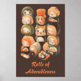 Poster Cute Kawaii Sushi Rolls