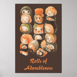 Poster Cute Kawaii Sushi Rolls