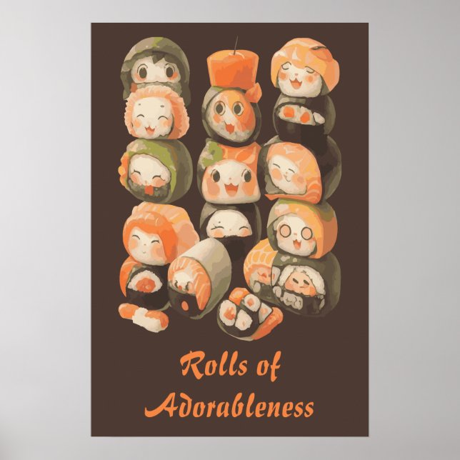 Poster Cute Kawaii Sushi Rolls (Frente)