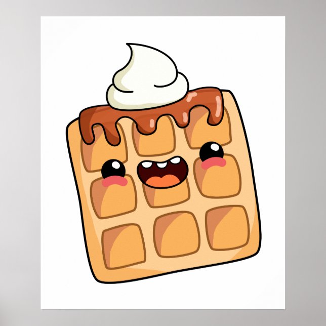 Poster Cute Kawaii Waffle (Frente)