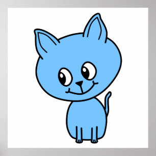 Poster Cute Kitten, in Blue.