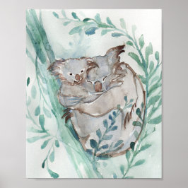 Poster Cute Koala & Baby Watercolor