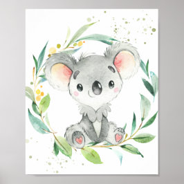 Poster Cute Koala Eucalyptus Greenery Kids Wall Art