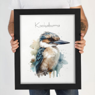 Poster Cute Kookaburra em uma ramificação, personalizada