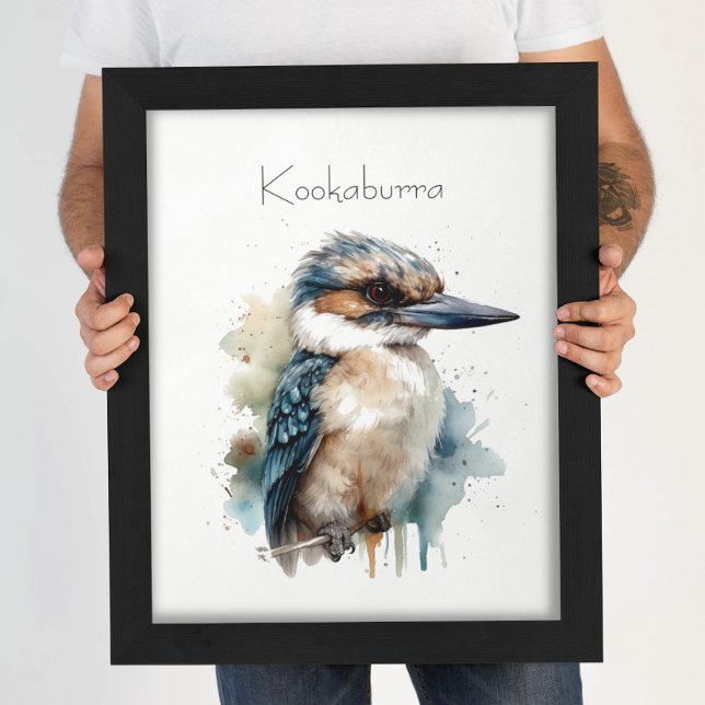 Poster Cute Kookaburra em uma ramificação, personalizada (Criador carregado)
