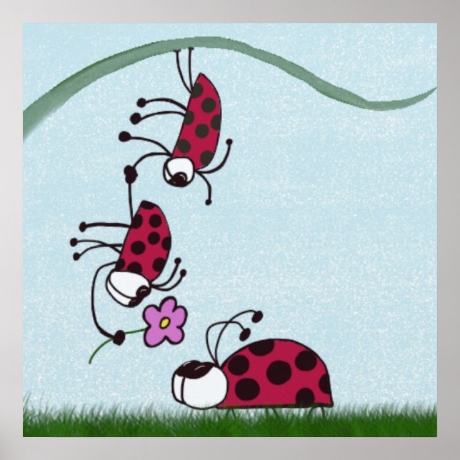 Poster Cute Ladybug Professando Sua Pintura De Amor (Frente)