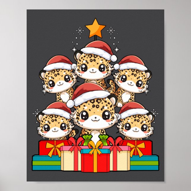 Poster Cute Leopard Gecko Le Lizard Christmas Tree Xmas H (Frente)