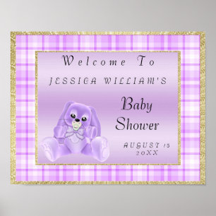 Póster Cute Lilac Bunny "Welcome"