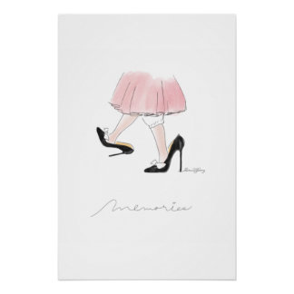 Póster Cute Little Girl Playing in Mom’s High Heels Water