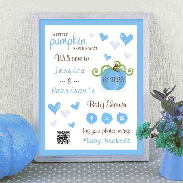 Poster Cute Little Pumpkin Baby Shower Welcome Sign  (Criador carregado)