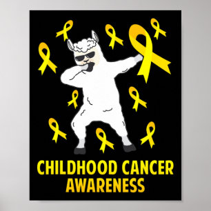 Poster Cute Llama Dabbing Warrior Cancer Awaren