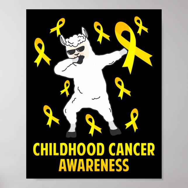 Poster Cute Llama Dabbing Warrior Cancer Awaren (Frente)