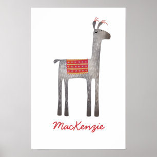 Poster Cute Llama Personalizado