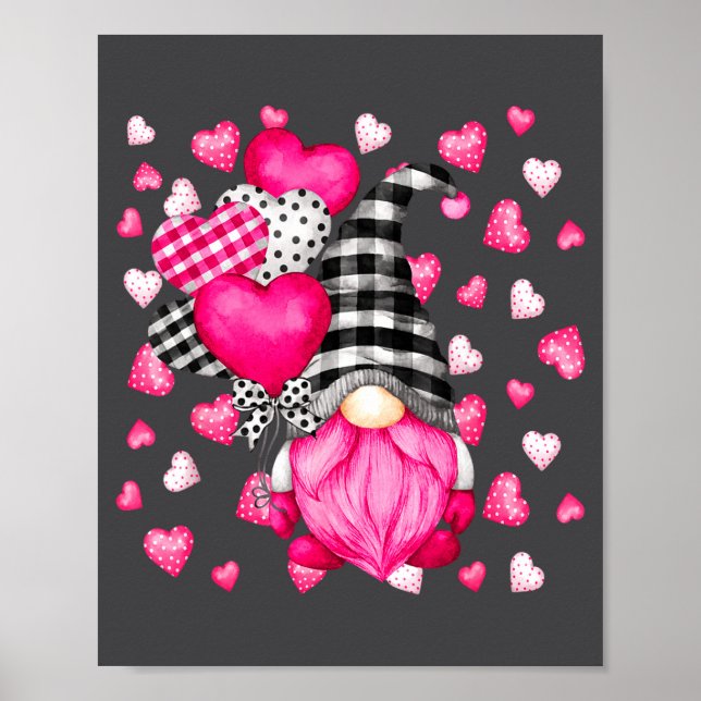 Poster Cute Love Heart Pattern For Her Nk Valentines Gnom (Frente)