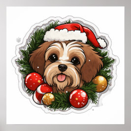 Poster Cute Merry Christmas Dog PNG | Pet Festa de Natal