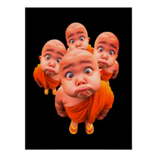Póster Cute monge jovem Minimalista Robe laranja