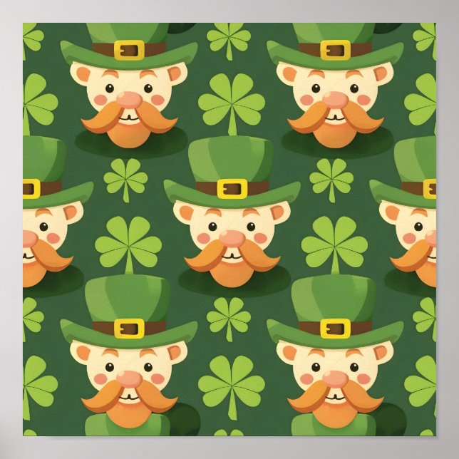 Poster Cute Mustache Leprechaun (Frente)