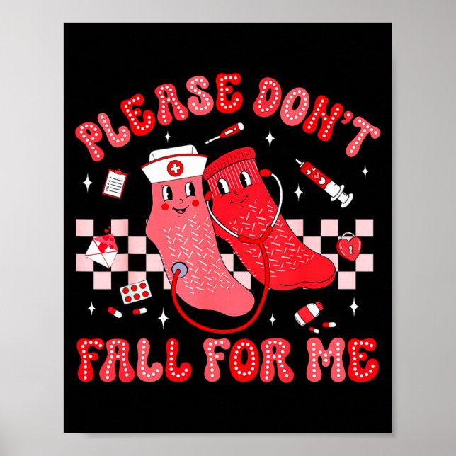 Poster Cute Nurse Valentine Non Slip Socks Please Don't F (Frente)
