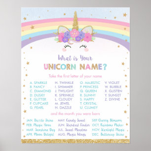 Poster Cute o arco-íris Qual é o seu nome de assinatura