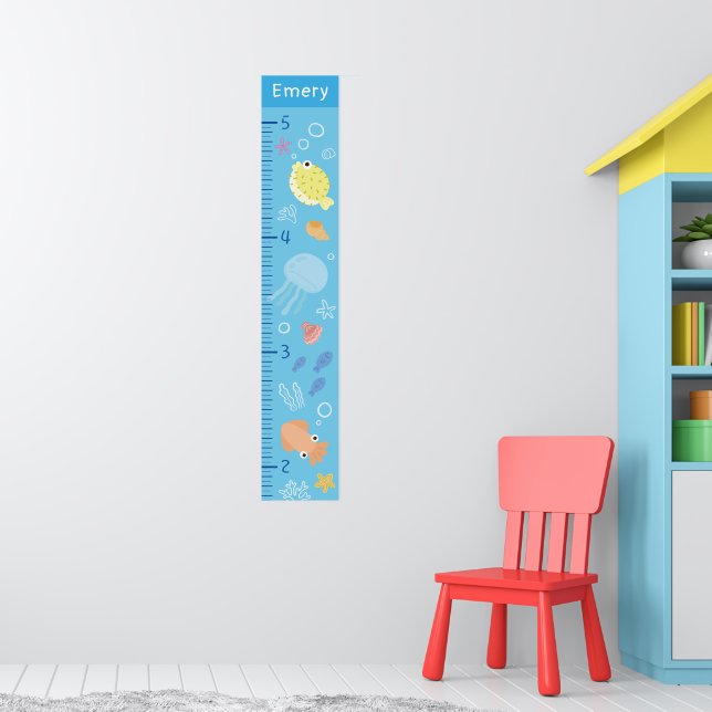 Poster Cute Ocean Animals Growth Chart (Berçário 1)