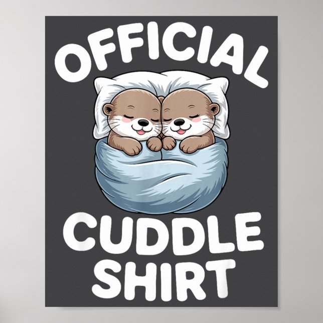Poster Cute Otter Couple Cozy Cuddle  (Frente)
