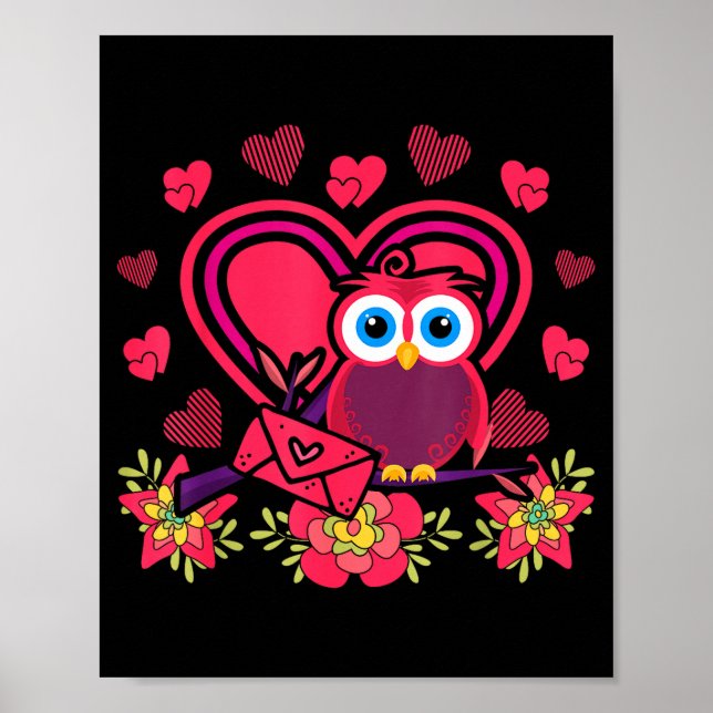 Poster Cute Owl Valentines Day Gift Bird Owl  (Frente)