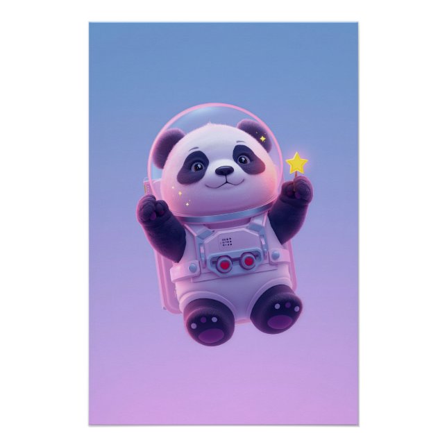 Póster Cute Panda Astronaut Kids Wall Art – Funny Space  (Frente)