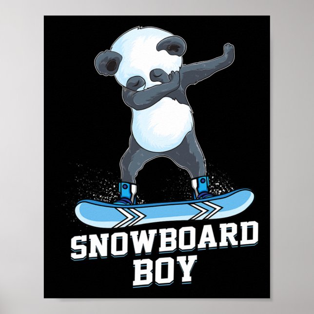 Poster Cute Panda Snowboard Dabbing Panda Snowb (Frente)