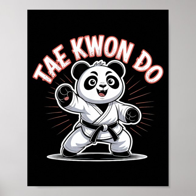 Poster Cute Panda Taekwondo - Engraçado MMA TKD Coreano (Frente)