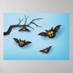 Poster Cute Papercut Vampire Bats