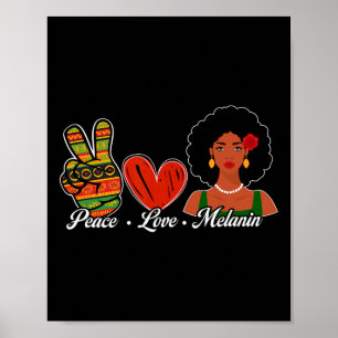 Poster Cute Paz Amor Melanina Mês da História Negra Afro
