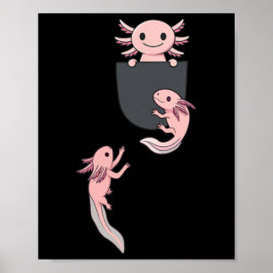Poster Cute Pequeno Axolotl Brincando Subindo No Bolso Ho