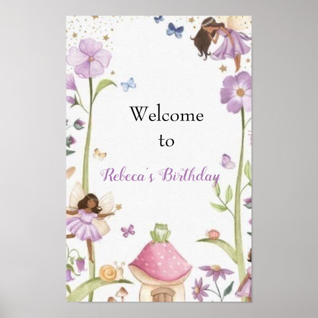 Poster Cute Pink fairy Coquette primer cumpleaños (Frente)