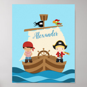 Poster Cute Pirate Boys E Um Grande Nome Personalizado De