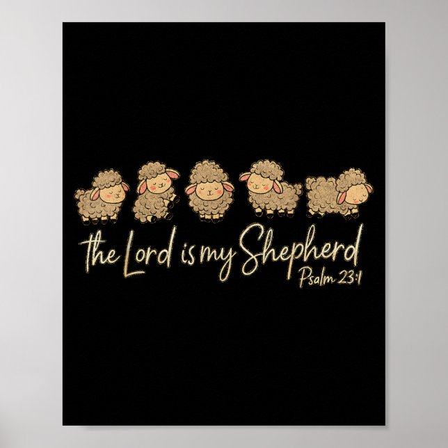 Poster Cute Psalm 23_1 Sheep The Lord Is My Shepherd  (Frente)