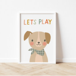 Poster Cute Puppy Deixa Brincar Crianças