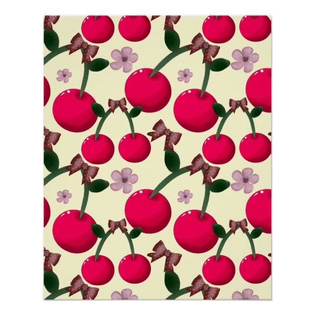 Póster Cute red cherry pattern  (Frente)