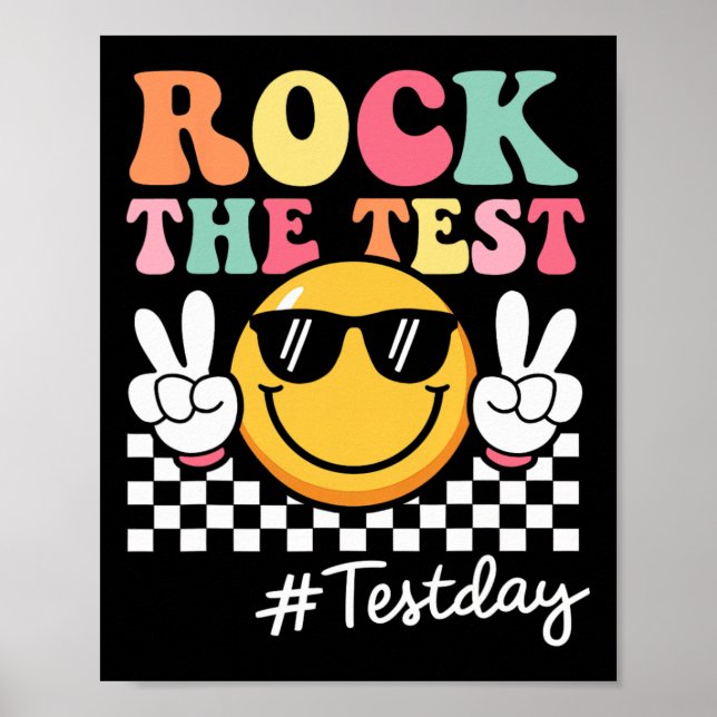Poster Cute Rock O Teste Retro Smile Professor Crianças T (Frente)
