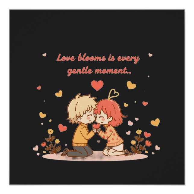 Póster Cute Romantic Anime Couple - Love Moment (Frente)
