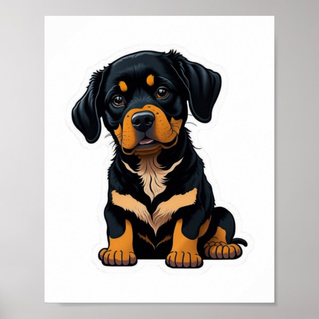 Poster Cute Rottweiler - Presentes para Proprietários de  (Frente)
