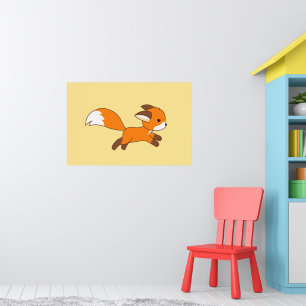 Póster Cute Running Fox