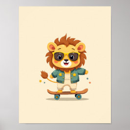 Poster Cute Safari Baby Lion - Whimsical Nursery Wall Art