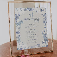 Cute Safari Toile de Jouy | Chá de fraldas Azul