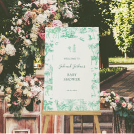 Poster Cute Safari Toile de Jouy | Chá de fraldas Mint