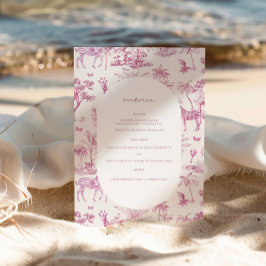 Poster Cute Safari Toile de Jouy | Chá de fraldas rosa